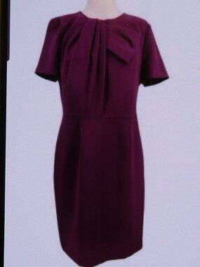 IMNYC New With Tags ISAAC MIZRAHI Plum/Purple Bow Neck Short Sleeve Dress Size 8